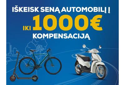 Kompensacija įsigyti dviratį, paspirtuką ar motorolerį sunaikinus taršų automobilį