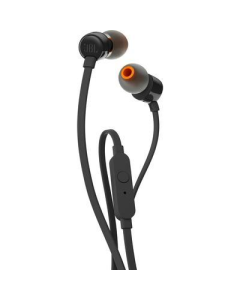 Ausinės JBL T110BLK į ausis, su mikrofonu, juodos