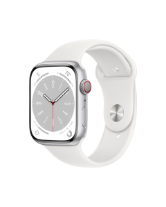 Išmanusis laikrodis APPLE Watch 8 GPS+Cell 45mm Silver Aluminium Case with White Sport Band