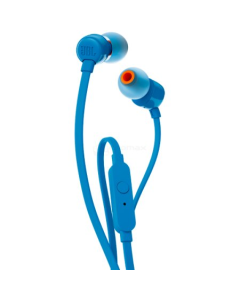 Ausinės JBL T110BLU į ausis, su mikrofonu, mėlynos